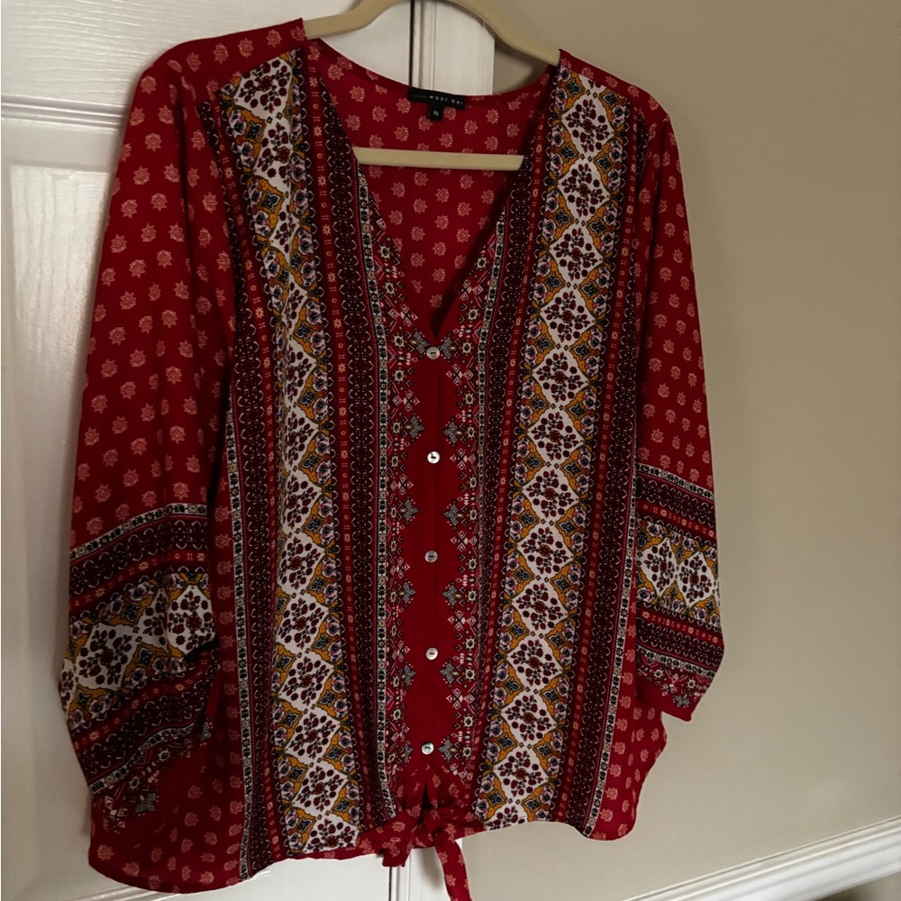 West Kai Talina tie front blouse